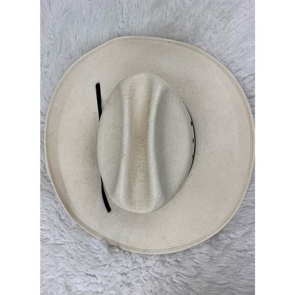 Shangtung Size 6 7/8 Cream Handwoven Straw Texas Cowboy Hat - Picture 8 of 8